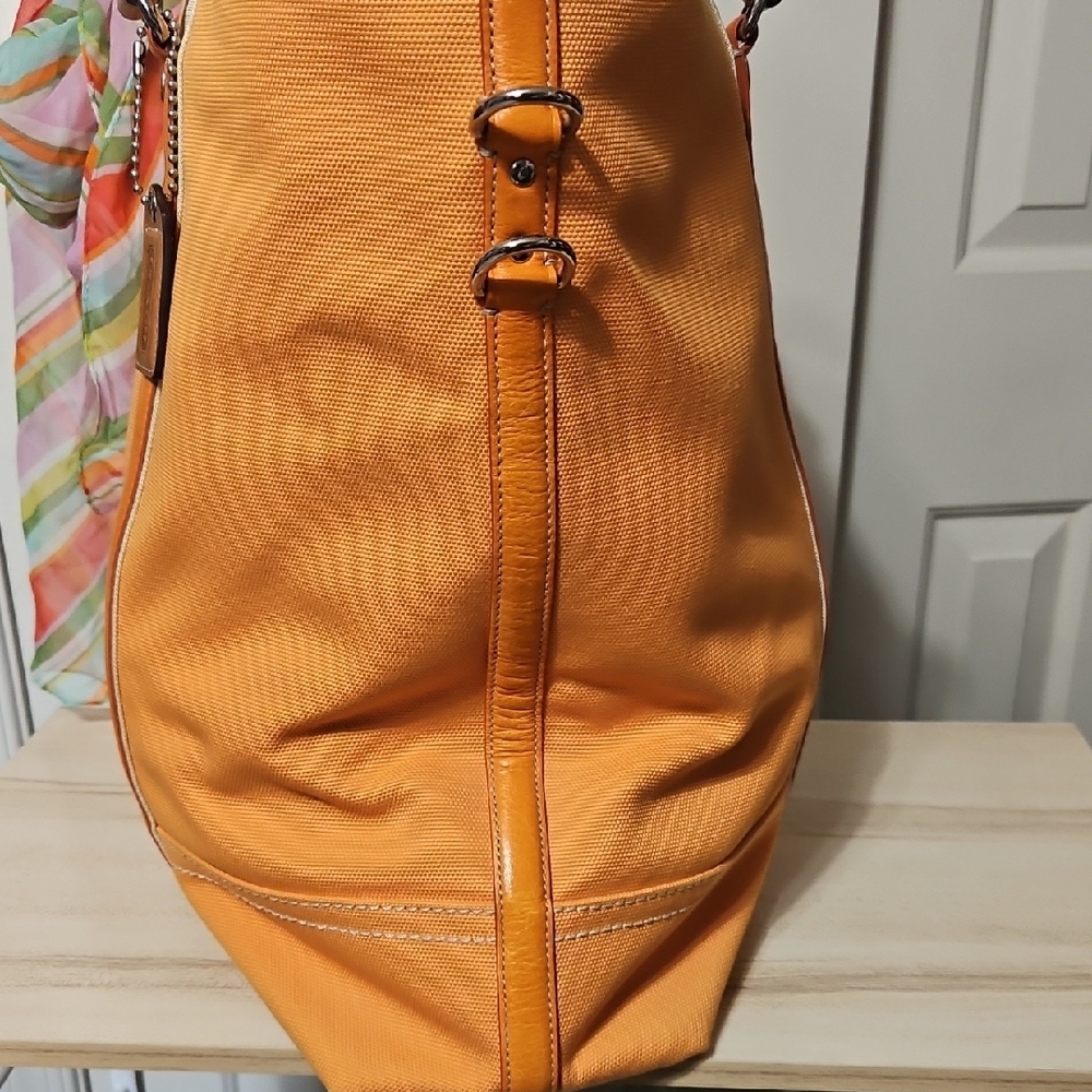 COACH EUC Orange Travel Tote Bag with Coach Scarf - Picture 5 of 16